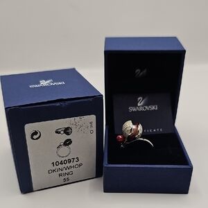 Swarovski Shell Ring Lullaby Size 55 Red Crystal Pearl NIB